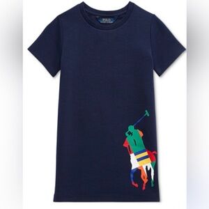 Pre-owned Polo Ralph Lauren Polo Navy Pony Double-Knit T- Shirt Dress/Sz: 4/4T